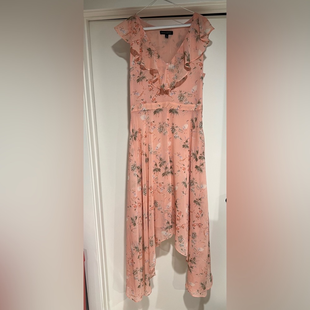Banana Republic Peach Floral Ruffle Maxi Dress